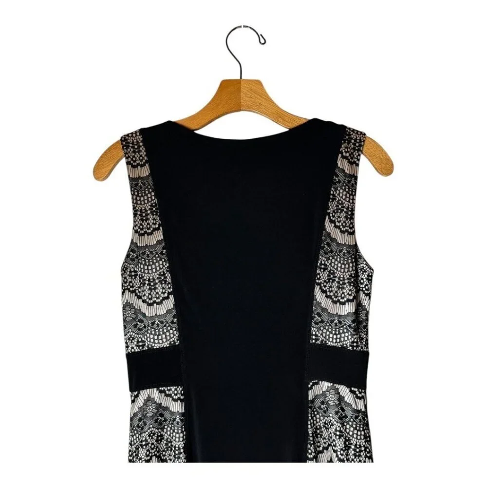 Cynthia Rowley Dress Women 6 Black Nude Lace Jersey Knit Sleeveless Sheath Party